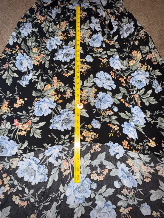 American Eagle Outfitters Black Maxi Dress with Blue and Yellow Floral Print - Picture 8 of 12